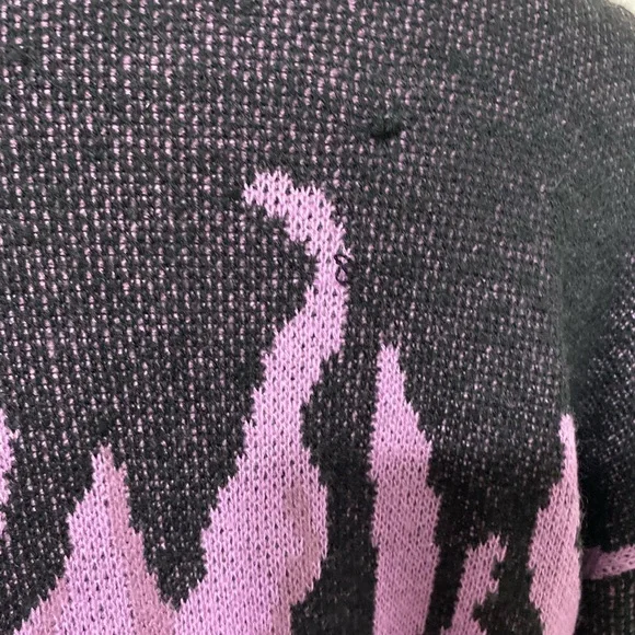 Fire Pattern Drop Shoulder Purple Ombré Flame Oversized Sweater Size Small 4 - Picture 12 of 12